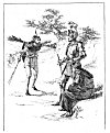 ''He boldly spoke, 'Sir Knight, if knight thou bee,<BR>
Abandon this forestalled place at erst,<BR>
For fear of further harme, I counsell thee,<BR>
Or bide the chaunce at thine owne jeopardie.'''